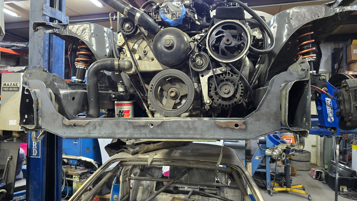 S13 Rear Mount Radiator S13/S14 lower radiator support – Turn 5 Fabrication